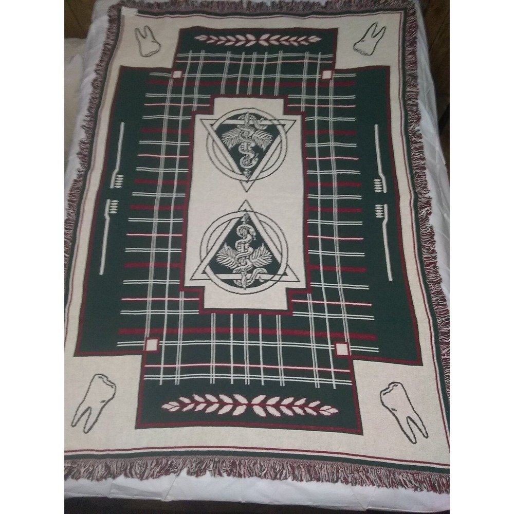 Dentist Orthodontist Throw Blanket Double Weave Tapestry Reversible 70"x48" Gift